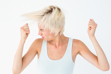 Angry woman shaking her head