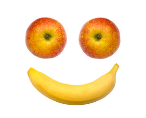Happy fruit face - apple, banana