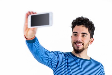 Casual man taking a selfie