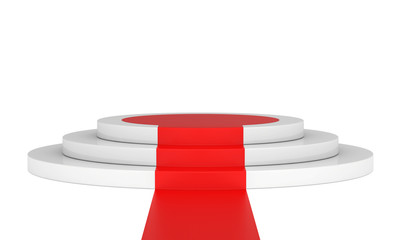stage podium with red carpet for award ceremony