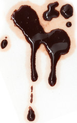 Drops of chocolate on a white background