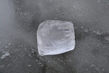 Broken pieces of ice on an ice floe.