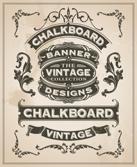 Vintage retro hand drawn banner set - vector illustration - 81561598