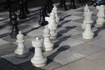 A huge chessboard in Hofgarten in Innsbruck, Austria