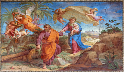 Naklejka premium Rome - Flight to Egypt fresco in Basilica di Sant Agostino