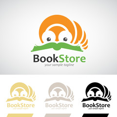Fototapeta premium Book Worm Reading a Book Logo Icon