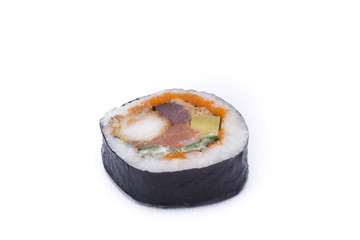 futo maki sushi isolated on white background