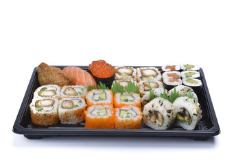 assortment sushi isolated on white background