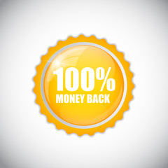 100% Money Back Golden Label  Vector Illustration