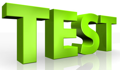 3D test text on white background