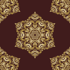 Damask Seamless  Pattern. Orient Golden Background