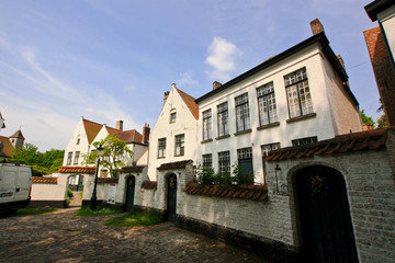 Fototapeta na wymiar Territory of the old monastery on the belgian city