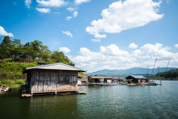 Fototapeta premium Wooden house on the river at Thailand