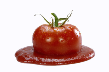 Tomato on a table pretending to be blown
