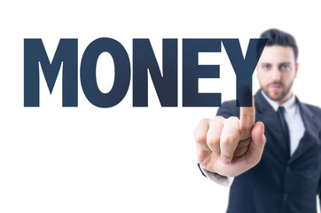 Business man pointing the text: Money