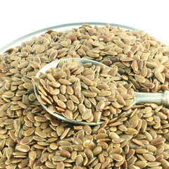 flax seed closeup in spoon
