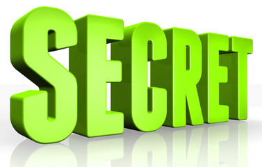 3D secret text on white background