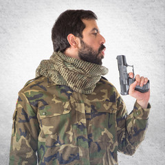 Soldier holding a gun
