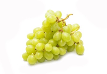 Green grapes on white background