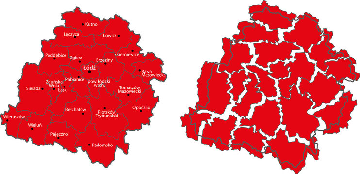 Map of Lodz Voivodship