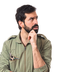 Obraz premium Mechanic thinking over white background