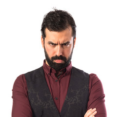 Obraz premium Sad man wearing waistcoat