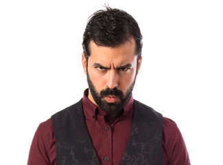 Obraz premium Angry man wearing waistcoat