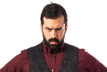 Angry man wearing waistcoat