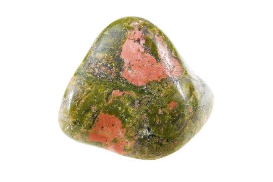 Unakit, beautiful semi-precious stone on white background.