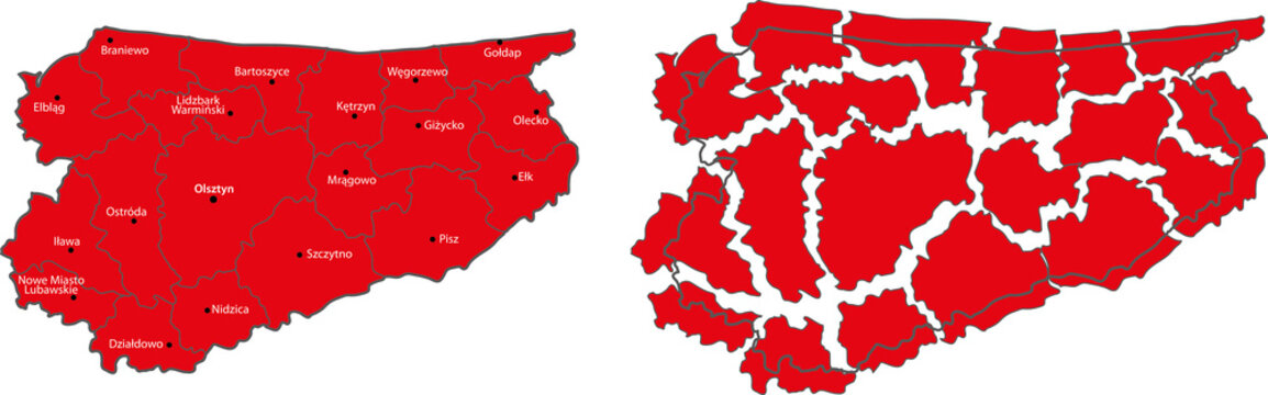 Map of the Warmia and Mazury