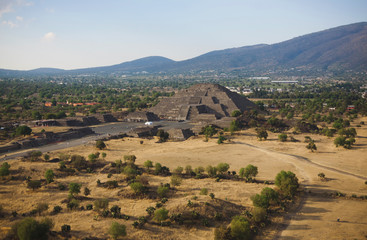 View of the Avenue of the Dead and the Pyramid of the Moon from