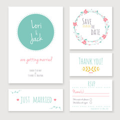 Wedding invitation card set.