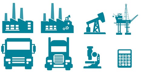 Industrie, science, énergie et transport en 8 icônes 
