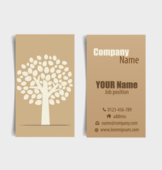 Modern business card template with nature background, vector ill