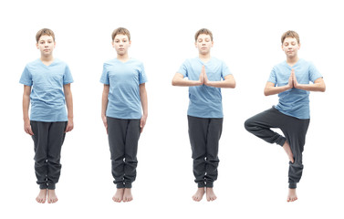Obraz premium Young boy doing yoga