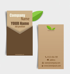 Modern business card template with nature background, vector ill