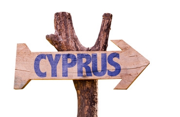Cyprus wooden sign isolated on white background