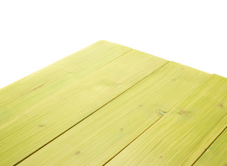 Green paint coated wooden boards