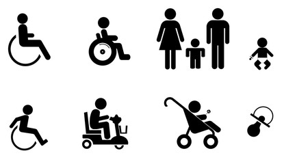 Personnes handicapées et famille en 8 icônes
