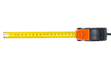 Tape measure on white background