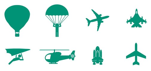 Transports aériens en 8 icônes