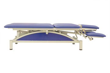 Blue massage bed under the white background