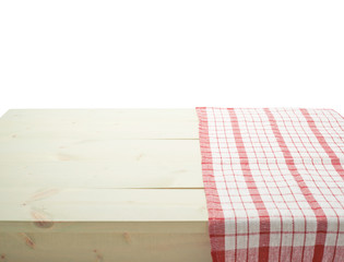 Tablecloth or towel over the wooden table