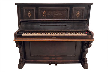 Old fashioned piano under the white background