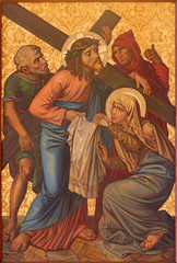 Fototapeta premium Jerusalem - paint Veronica wipes the face of Jesus.