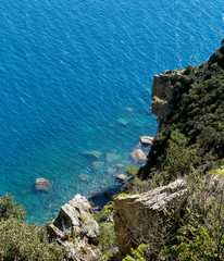 vacation concept with blue transparent sea to liguria