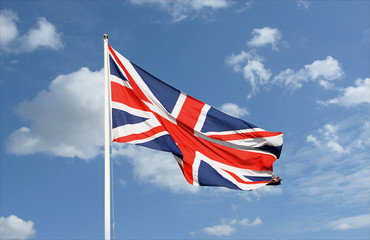 Naklejka premium British flag waving in the wind