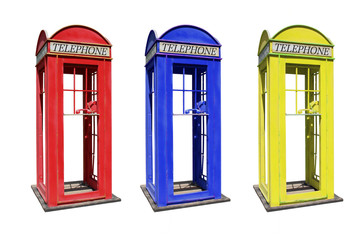 The British  phone booth isolated on white background