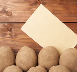 Pile of potatoes against piece of paper