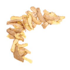 Pile of potato peels isolated